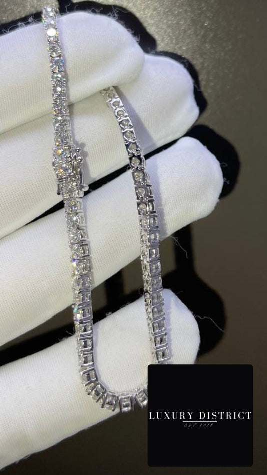 5MM MOISSANITE TENNIS CHAIN - 925 SILVER - D COLOUR - VVS1